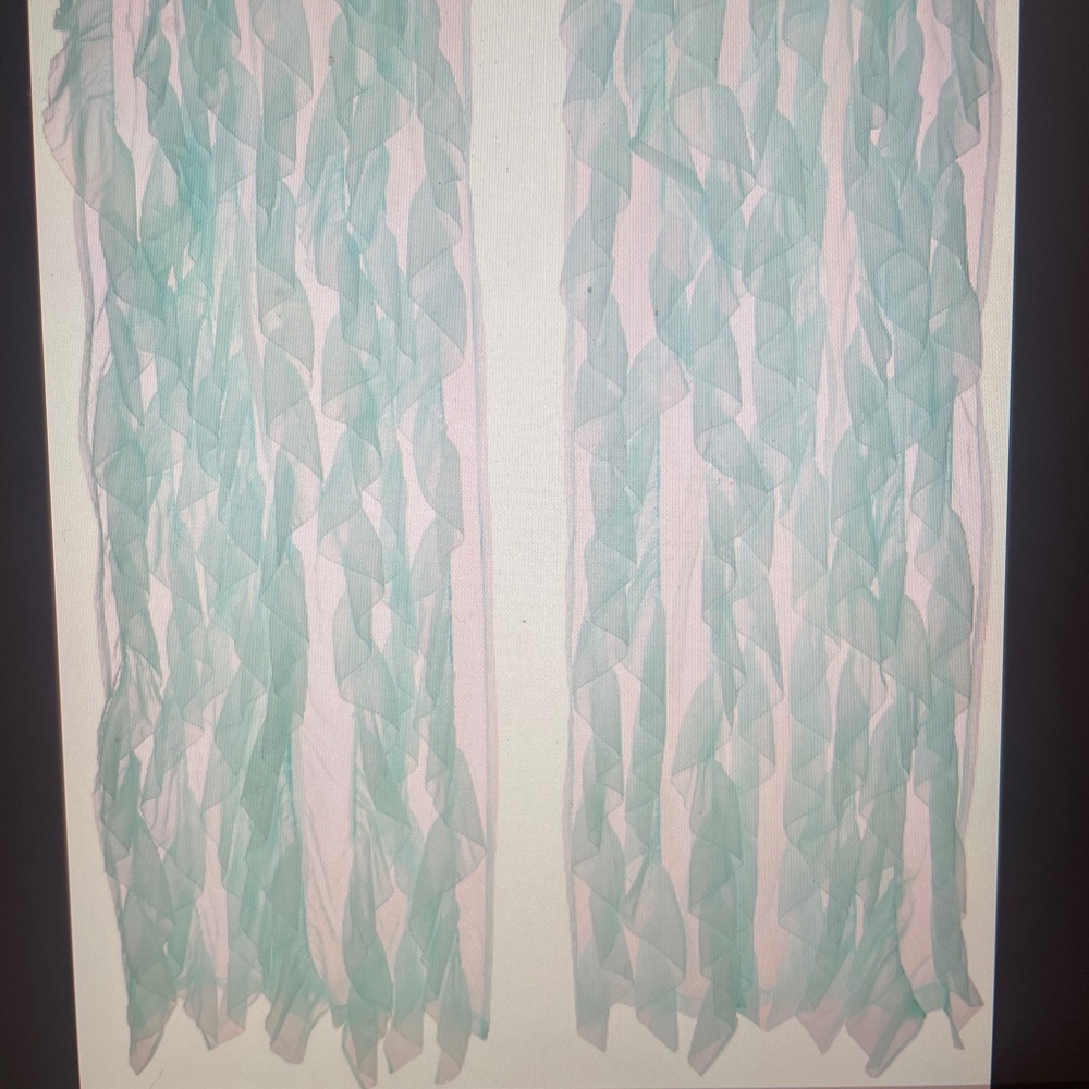 New Sweet Home Collection 2 panels waterfall 50” x 84” Sheer Aqua Curtain Panels